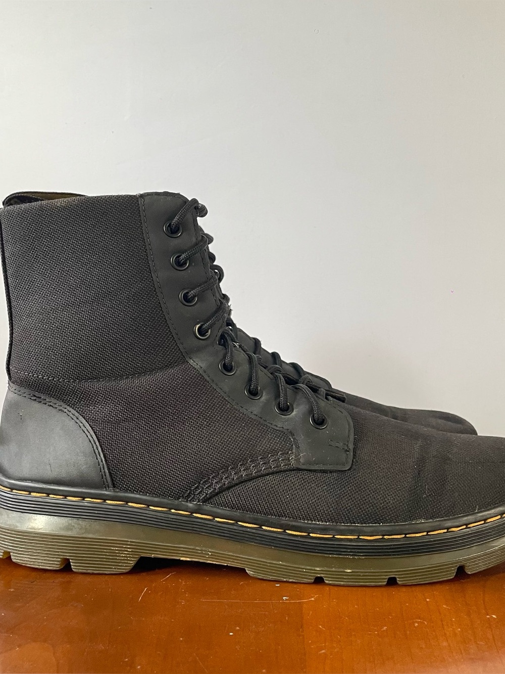 Dr. Martens Combs Black Canvas Combat Boots | US 12